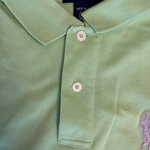 Ralph Lauren Slim Fit Stretch Lime Green with Silver Extra Large Pony Golf Shirt - Picture 4 of 5